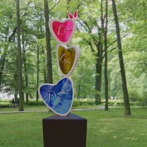 3 gekleurde glazen harten